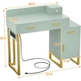 thumbnail image 3 of Vanity Desk With 4 Drawers and Cabinet, Makeup Vanity Table With Charge Station Socket, Small Space Makeup Bedside Cupboard, Gift for Her Choice, Suit for Apartment/Dorm/Bedroom, Cyan, 3 of 7