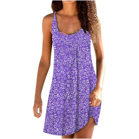 

Dress for Women 2022 Sexy Dresses for Women Women s Fashion Elegant Sleeveless Printed Crew Neck Ladies Vest Dress Summer Savings Summer Dresses for Women 2022 Valentines Dress Purple 2XL