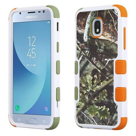 - Samsung Galaxy J3 2018, J337, J3 V, J3 3rd Gen, J3 Star, J3 Achieve, Express Prime 3 Phone Case Tuff Hybrid Shockproof Dual Layer Soft Protective Hard Case Cover Textured English Oak Orange Phone Case