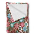 thumbnail image 2 of Floral Soft Flannel Fleece Throw Blanket, Vibrant Bunch of Various Flower Petals Florets Shabby Form Illustration, Cozy Plush for Indoor and Outdoor Use, 50" x 60", Pink Brown and Teal, by Ambesonne, 2 of 5