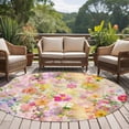 thumbnail image 4 of Round Rugs 6Ft, Spring Floral Round Area Rug Washable Indoor Throw Carpet, Elegant Watercolor Botanical Summer Flower Soft Non Slip Circle Rug for Office Cabinet Home Decor Aesthetic, 4 of 8