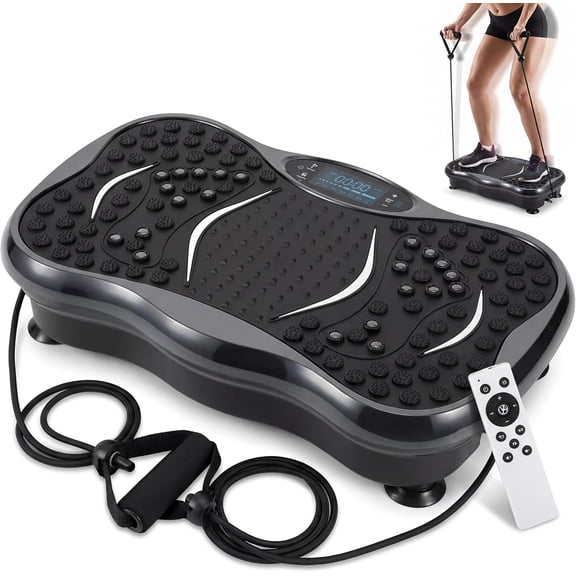 Vibration Plate Exercise Machine for Lymphatic Drainage, 99-Speed Whole Body Workout Platform with Preset Programs, LED Touchscreen, Remote Control & Resistance Band, 300 lb Capacity