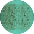 thumbnail image 1 of Ahgly Company Indoor Round Oriental Turquoise Blue Industrial Area Rugs, 6' Round, 1 of 4