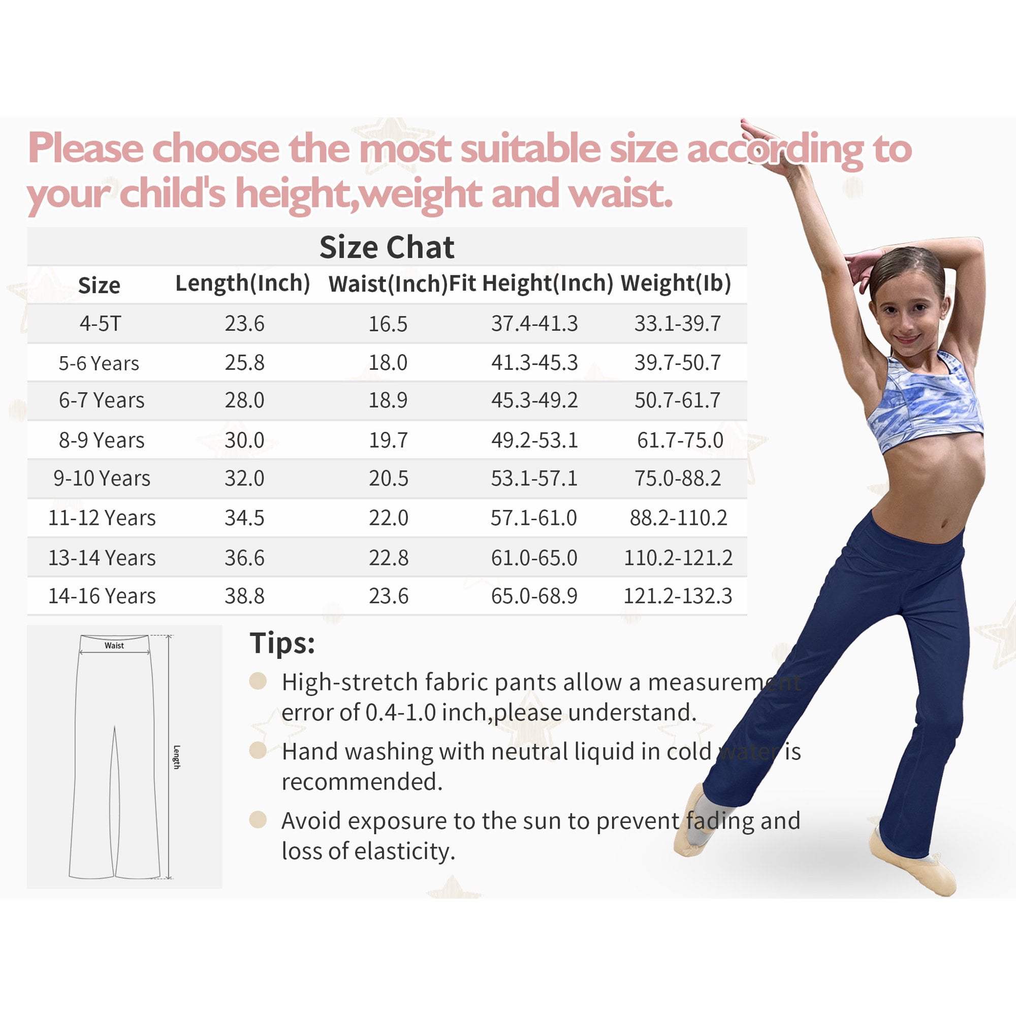 Bootcut Leggings for Girls Black Size 4t 5t Yoga Bootleg Pants for Kids  Dance 