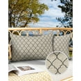 thumbnail image 2 of Pack of 2 Outdoor Pillow Covers, Rustic Moroccan Geometric Quatrefoil Gray Lattice Waterproof Square Throw Pillowcase Cushion Decorative Pillow Covers for Couch Patio Tent, 20x12 in, 2 of 6