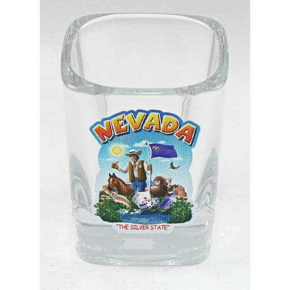 nevada state montage square shot glass