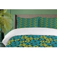 thumbnail image 4 of Ambesonne Floral Duvet Cover Sets, Exotic Flowers Illustraiton, 2-King, Dark Mauve Yellow Green, 4 of 7