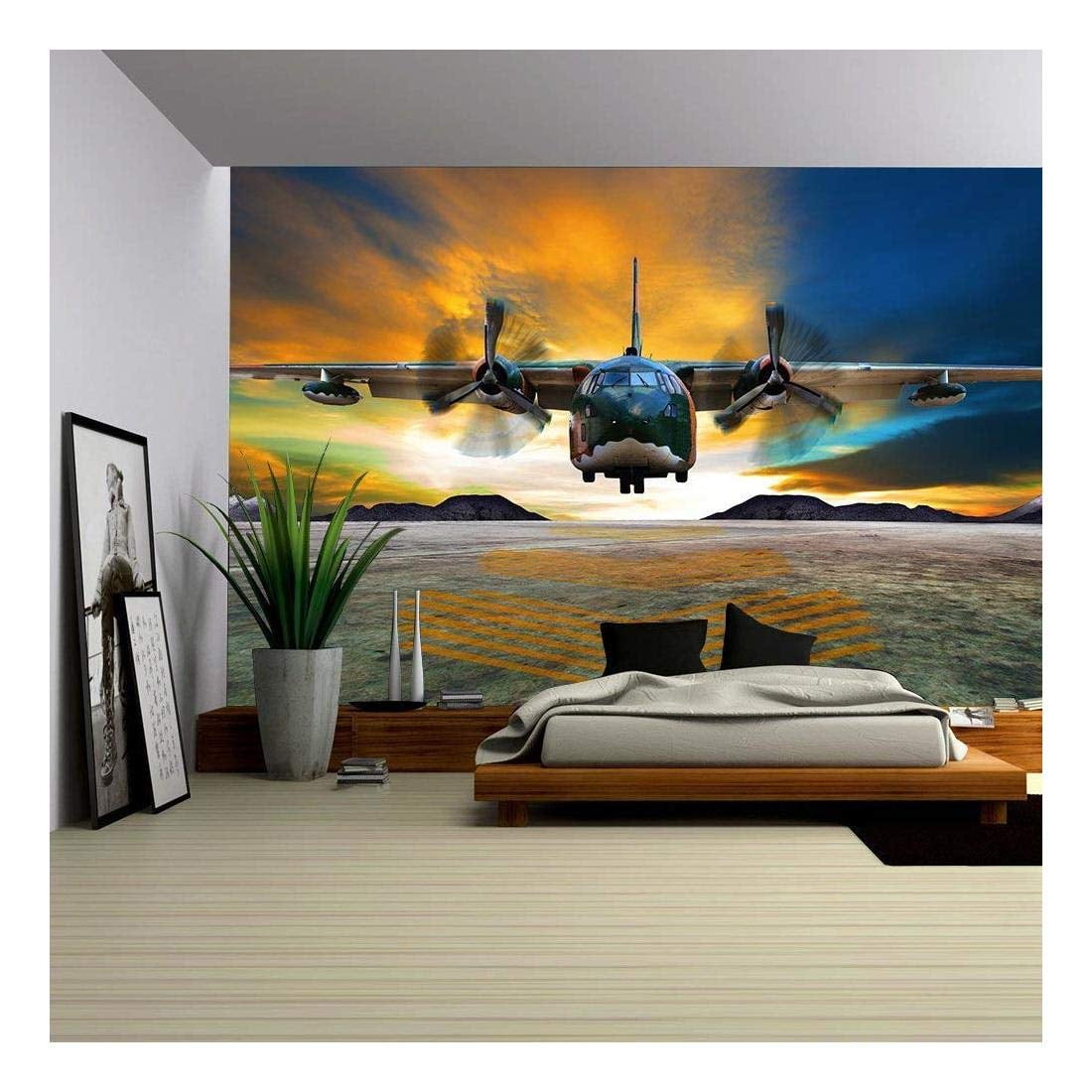 Wall26 Military Plane Landing on Airforce Runways Against Beautiful