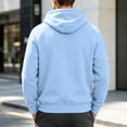 thumbnail image 5 of Men's Zip-Up Hoodie Classic Solid Color Long Sleeve Hoodies Casual Drawstring Basic Fit Pullover with Pocket Light Blue XL, 5 of 6