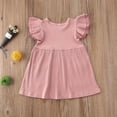 thumbnail image 4 of Coerni Summer Girls' Dress Solid Color Flying Sleeve Strip Children's Skirt Version Children's A Line Skirt Multi Color Optional Baby Beautiful Little Dress Flower Girl Gown, 4 of 7