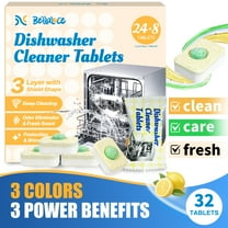 BellaLuce Dishwasher Cleaning Tablets - 32 Pack Deep Clean & Descaling Effervescent Lemon Cleaner Tablets