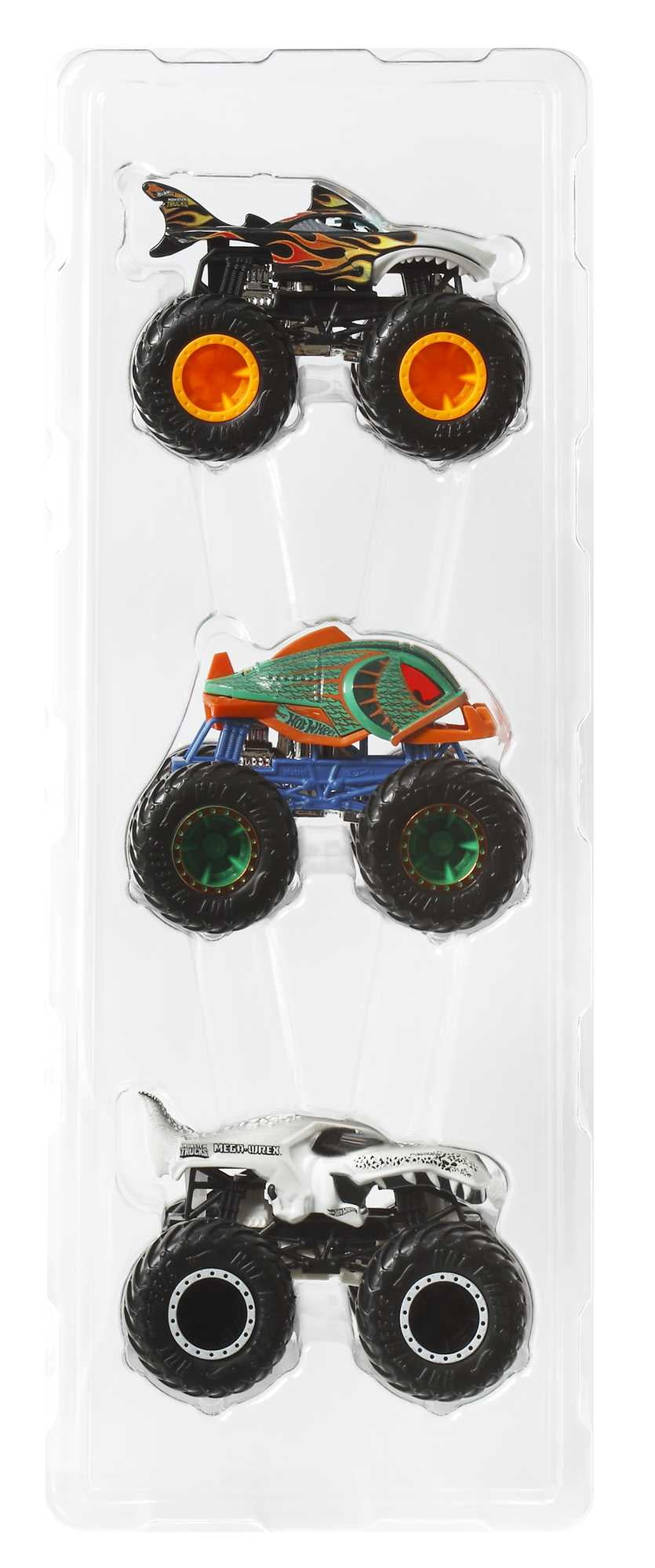 Hot Wheels Monster Trucks Creature 3-Pack of 1:64 Scale Shark Wreak  Piran-ahh & Mega Wrex, 1 - Fred Meyer