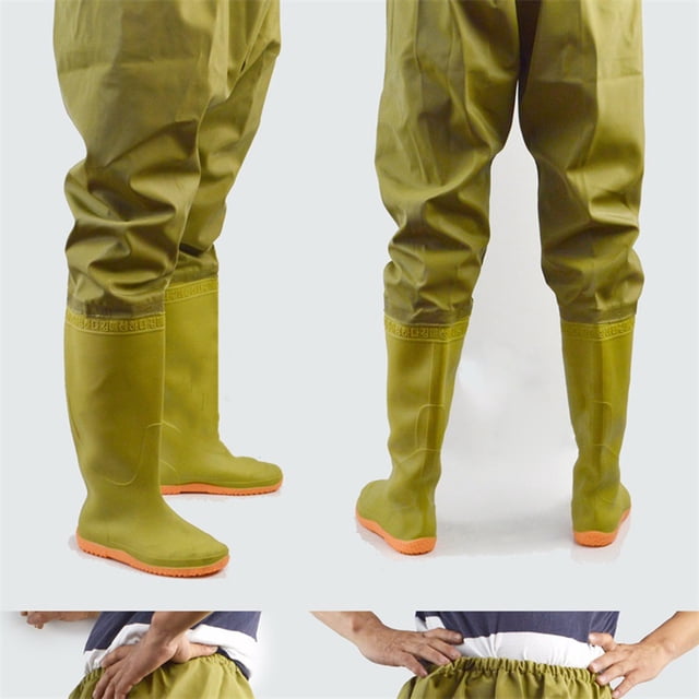 Pantalones de pesca, pantalones de pesca con vadeo, resistentes al agua, con botas, aspecto llamativo
