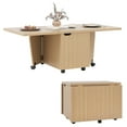 thumbnail image 1 of Costway Foldable Coffee Table 48" Extendable Center Table with Storage Cabinets & Wheels Oak, 1 of 10
