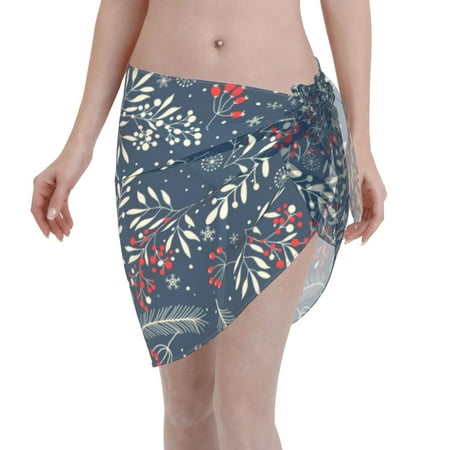 Ocsxa Merry Christmas Winter Print Sarong Coverups For Women Bathing Suit Wrap Swimsuit Skirt Beach Bikini Cover Up Swimwear