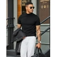 thumbnail image 3 of COOFANDY Mens Mock Turtleneck Short Sleeve Sweater Casual Stylish Knitted Pullover Slim Fit Dress Sweater Basic Tops, 3 of 7
