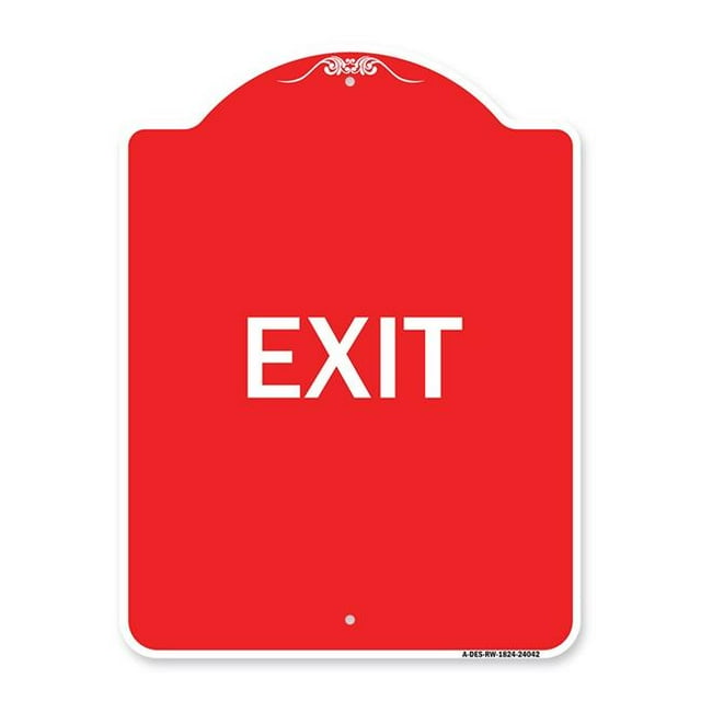 SignMission A-DES-RW-1824-24042 18 x 24 in. Designer Series Sign - Exit 1, Red & White