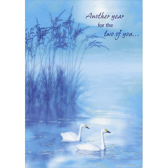 Designer Greetings Two Swans on Blue Water Wedding : Marriage Anniversary Congratulations Card for Couple