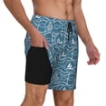 thumbnail image 2 of Yiaed Nautical Print Mens Swim Trunks Bathing Suit Compression Liner Beach Swim Shorts Swimwear Quick Dry Zipper Pocket No-Chafing Board Short-X-Large, 2 of 6