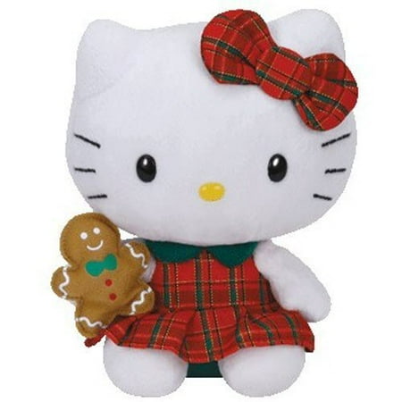 TY Beanie Baby - HELLO KITTY (Plaid Christmas Dress with Gingerbread - 6 inch)