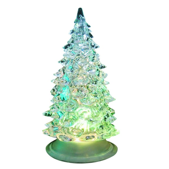 Fridja Lighted Christmas Tree Clear Acrylic Crystal Christmas Tree Cones Colorful LED Night Light Christmas Decor Table Top and Home Party Dector Light Up Glitter Tabletop Figurine