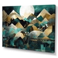 thumbnail image 2 of Designart "Teal And Gold Landscapes In Symmetry" City Geometric Wall Art Living Room, 2 of 5