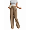 thumbnail image 4 of Women Wide Leg Pants High Waisted Business Casual Work Trousers Dressy Pants with Pockets Khaki S, 4 of 10