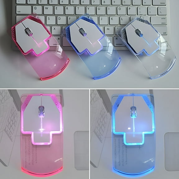 GJX Ultra-thin Transparent 2.4GHz Wireless Optical Luminous Mouse for PC Laptop