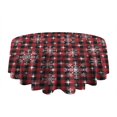thumbnail image 5 of Red and Black Christmas Snowflake Pattern Round Tablecloth 60"x60",Wrinkle Wipeable Table Cloth for Kitchen Dining Room Picnic Patio Party, 5 of 6