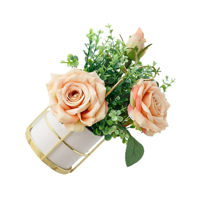 relayinert Simulation Flower Set Low Maintenance Easy To Clean Fake Peony Silk Hydrangea Flower Silk Artificial Flowers With Vase rose Champagne 1Set