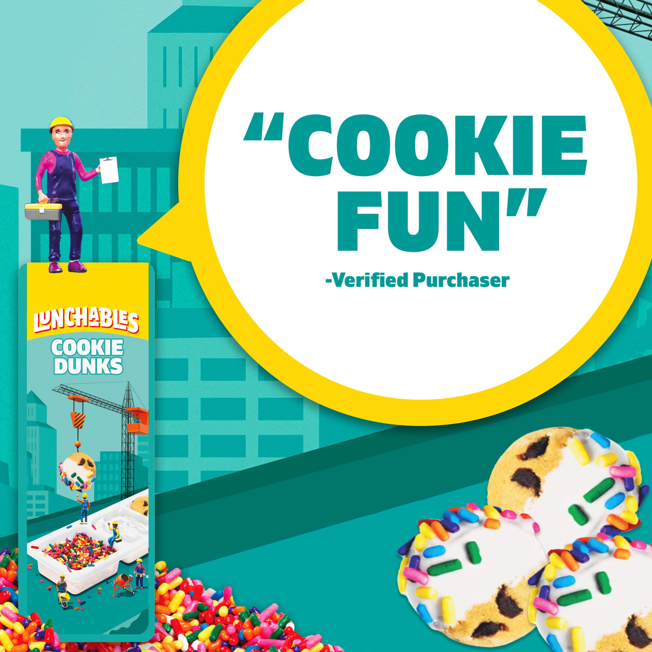 (3 pack) Lunchables Cookie Dunks with Mini Chocolate Chip Cookies, Marshmallow Creme and Sprinkles 1.95 oz Tray