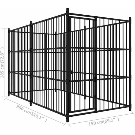 Outdoor Dog Kennels Cage Playpen Fence En Coop Hen House Pet Run Galvanized Pen With Cover Roof 59 1 X39 4 X68 9 Outdoor Dog Kennels Cage, Outdoor Dog Playpen With Roof