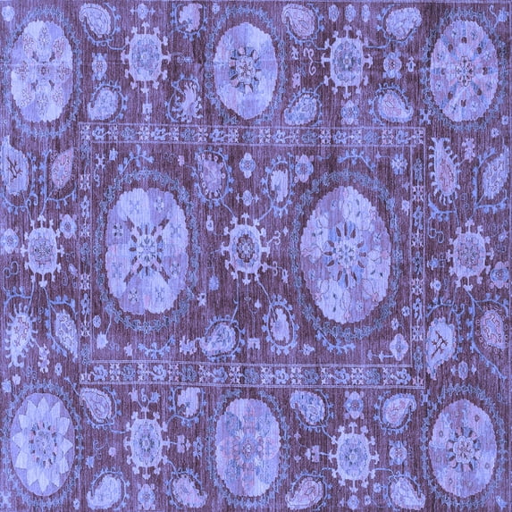 Ahgly Company Machine Washable Indoor Square Abstract Blue Modern Area Rugs, 4' Square