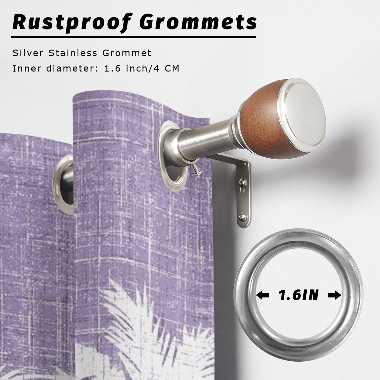 Palm Tree Outdoor Curtains for Patio, Tropical Plant Coastal Summer Purple Sunshade Privacy Drapes Grommet Waterproof Outside Curtains for Porch/Cabana/Balcony 54"x 108", 1 Panel