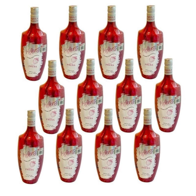 Pack Crema con Tequila Helen'S Sabor Fresa 750mL c/u 12 Pzas Helen'S By Tequiponch Fresa 750mL
