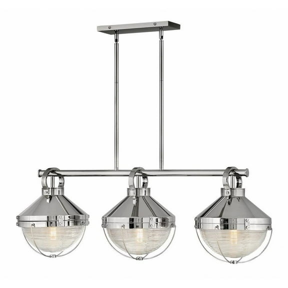 3 Light Linear Chandelier in Coastal-Industrial Style 42 inches Wide By 14.25 inches High-Polished Nickel Finish Bailey Street Home 81-Bel-3335652
