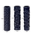 thumbnail image 3 of DecMode 3"W, 12"H Dark Blue Ceramic Vase with Varying Patterns, Set of 3, 3 of 10