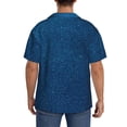 thumbnail image 3 of Lsque Deep Blue Glitter print Men's Cuban Collar Short Sleeve Shirt Summer Beachwear Casual Button Down Fashionable Vacation Leisure Shirt-Large, 3 of 7