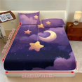 thumbnail image 3 of Jiueut Moon Star Pattern Twin Fitted Sheet Set, Warm Soft Bedroom Sheet Set 2 Pack Washable Pillow Cover Bedding Sheet with Non Slip Band, 3 of 7