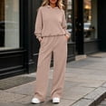 thumbnail image 6 of Women's 2 Piece Matching Lounge Set Sweatsuits,Long sleeves Hoodie and High Waist Wide Leg Sweatpants,with Pockets,Solid Color Casual Tracksuit Loungewear Sets, 6 of 6