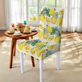 thumbnail image 4 of Xoenoiee Lemon Palm Leaves Print 5 Pcs Table Cloth with Chair Covers Set Easy-Clean Elastic Rectangle Tablecloth with Seat Slipcover Set of 4 for Home Restaurant Hotel Decor, 4 of 6