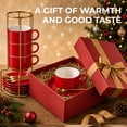 thumbnail image 7 of Unique Bargains 4 Set Espresso Cups Stackable with Saucers Red 8 oz, 7 of 7