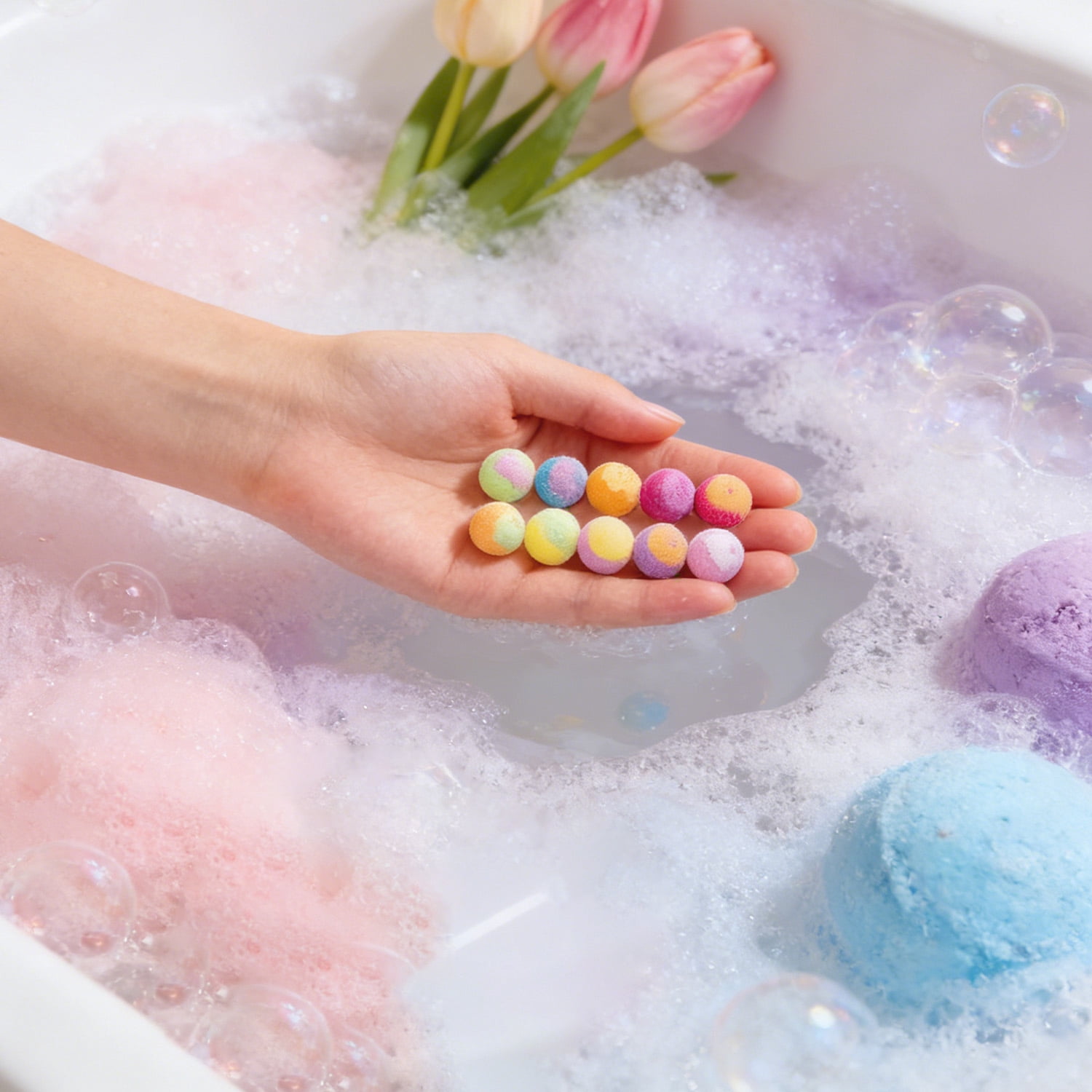 Pastel Color Balloons, Pastel Gift Bags, Hangers 10 Pack, Home Sweet Home, Multi Color Highlighters, Multi Color Pens, 20G 10 Pc Bath Balls, Clear Glass Jar, Multi Pastel Hues