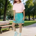thumbnail image 2 of GiLiling Girls Casual Skort Floral Print Mini Skirt Elastic Waist with Built-in Shorts Lightweight Active Skirt for Daily and Play (Light Blue, 6-7 Years), 2 of 6