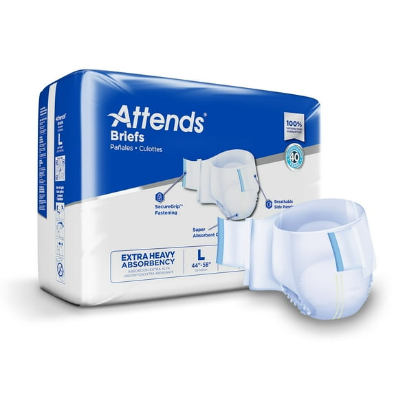 Attends Adult Incontinence Brief L Heavy Absorbency Breathable, DDP30, 72 Ct