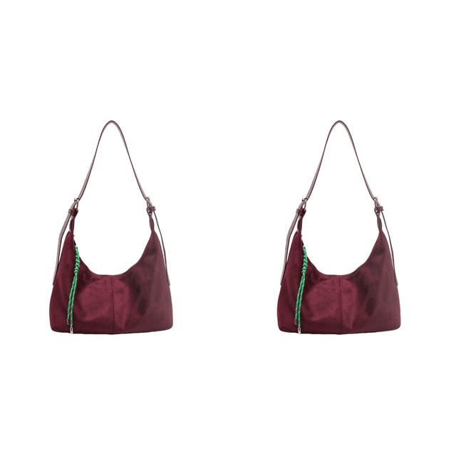 Bolso Hombro Ante para Mujer Con Correa Ajustable Hobo El (vino) Rojo