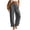 Gray, variant on Cotton Linen Pants for Women Wide Leg Drawstring Elastic Waist Loose Fit Casual Trousers with Pockets Cuffed Hem Summer Everyday Wear