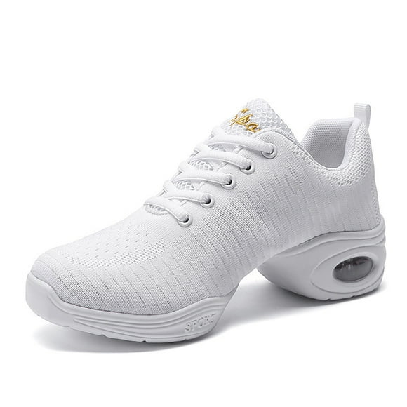 Hoshose Womens Jazz Dance Shoes Breathable Mesh Yoga Sneakers Chunky Heel & Soft Sole Lightweight Slip-Resistant
