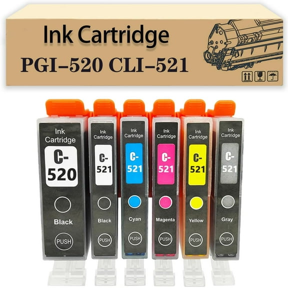 Compatible PGI-520 CLI-521 25ML Ink Cartridges Replacement for Canon IPF770 IPF780 IPF670 IPF680 IPF685 IPF785 IPF681 Printers