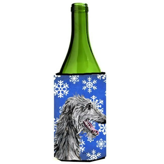 Scottish Deerhound Winter Snowflakes Wine bottle sleeve Hugger  24 Oz.